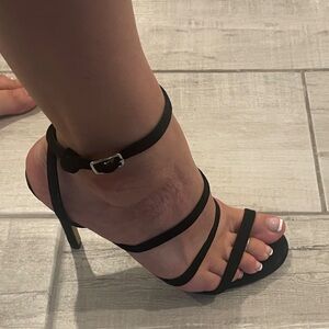 Steve Madden Black Lace-Up Stiletto Sandals
